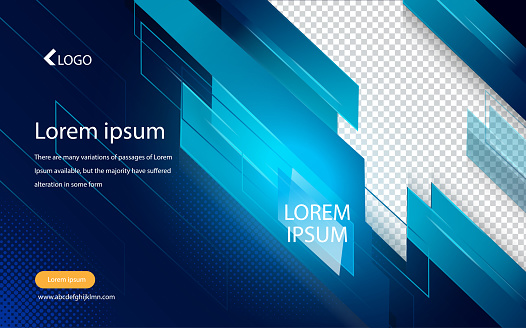 Modern abstract banner design. Blue box Vector shape background. Graphic Template Banner pattern for social media and web sites. Sport Gym and Fitness Promotion Post and Story