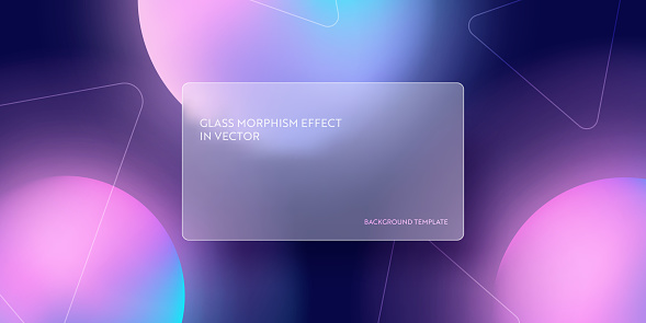 Modern abstract gradient background with glass morphism. Vector template futuristic trendy design Banner, 3d Poster, minimalism neon cover, glass blur flyer. Geometric website, ui glossy backdrop