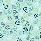 Elegant trendy ditsy vector floral seamless pattern design of abstract leaves. Spring foliage repeating texture background. Suitable for wallpaper, wrapping paper, screen printing and textile