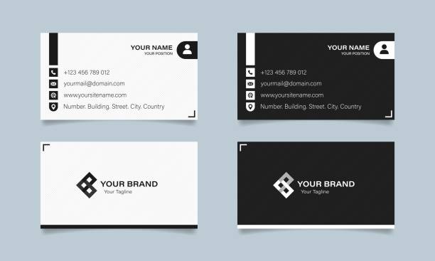 Modern business card template design. Contact card for company in white and black style. Vector illustration EPS 10 Modern business card template design. Contact card for company in white and black style. Vector illustration EPS 10 business card design stock illustrations