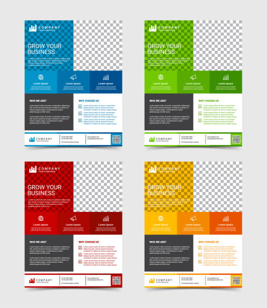 Modern business flyer design template set, vector illustration Modern business flyer design template set, vector illustration brochure backgrounds stock illustrations
