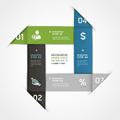 Modern business plan infographics origami style template. can be used for workflow layout, diagram, step options, number options, web design template.
