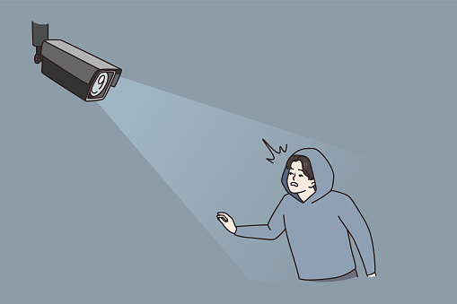 Modern camera detect criminal in light moving