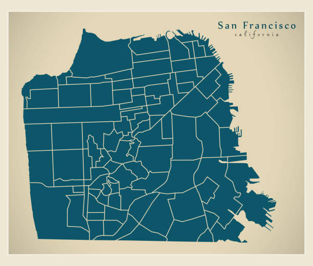 Modern City Map - San Francisco city of the USA with neighbourhoods Modern City Map - San Francisco city of the USA with neighbourhoods san francisco stock illustrations