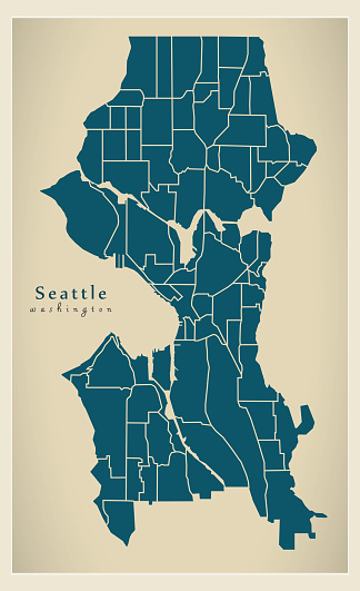 Modern City Map Seattle Washington City Of The Usa With ...