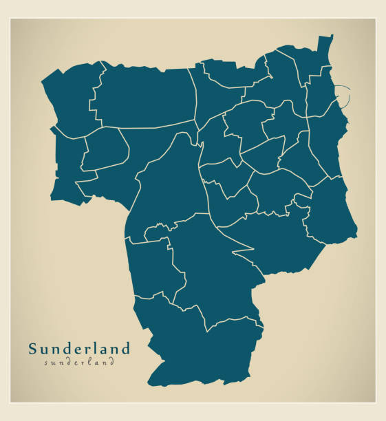 modern şehir haritası - i̇ngiltere sunderland şehir wards uk ile - sunderland stock illustrations