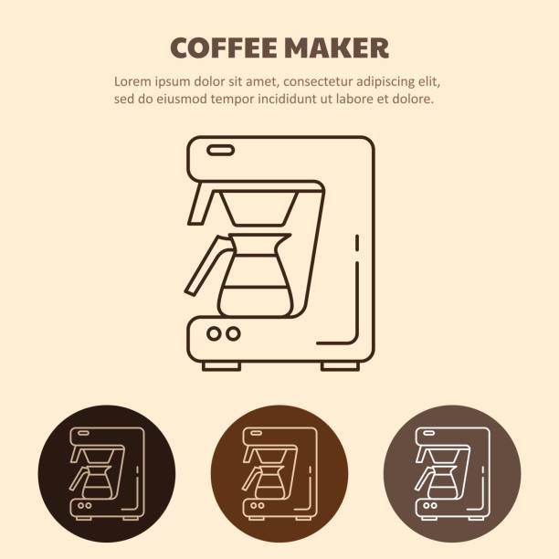 stockillustraties, clipart, cartoons en iconen met moderne koffie machine lijn-symbool - kookeiland