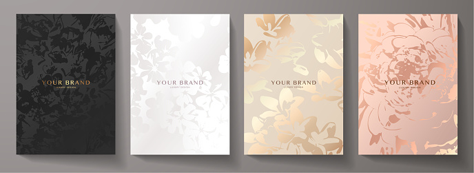 Modern elegant cover design set. Luxury fashionable background with pastel floral pattern