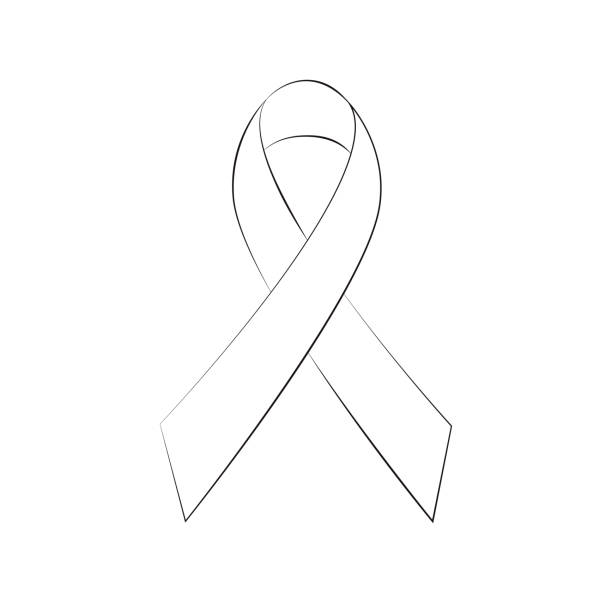 Modern flat design awareness ribbon outline icon on white background vector art illustration