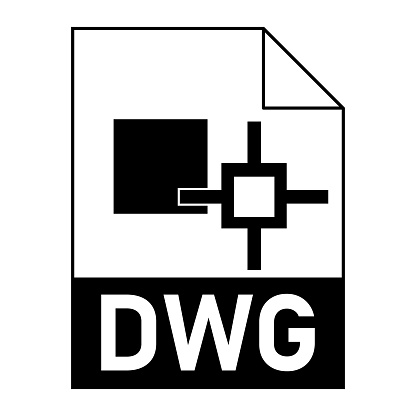 Modern flat design of DWG file icon for web