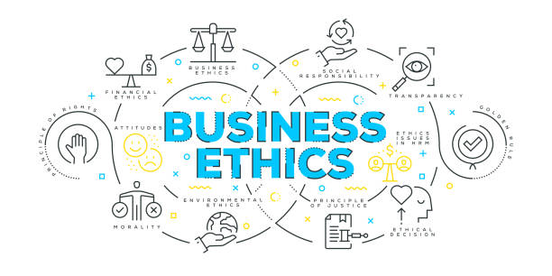 ilustrações de stock, clip art, desenhos animados e ícones de modern flat line design concept of business ethics - social responsibility