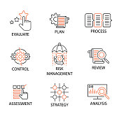 Modern Flat thin line Icon Set in Concept of Business, Mentoring, Coaching and Human Management. Editable Stroke.