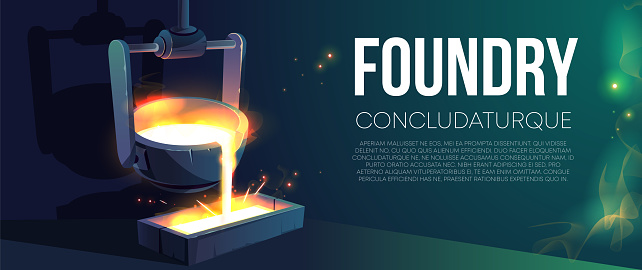 Modern foundry production realistic vector banner