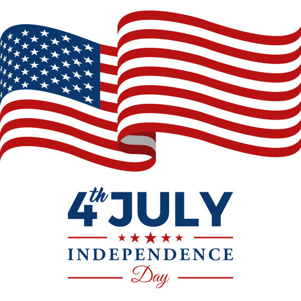 現代四七月美國獨立日慶祝旗幟背景標題橫幅 - 美國國旗 插圖 幅插畫檔、美工圖案、卡通及圖標