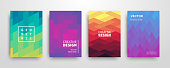 Modern futuristic abstract geometric covers set. Minimal colorful trendy templates design. Cool gradient shapes. Poster background composition. Vector illustration.