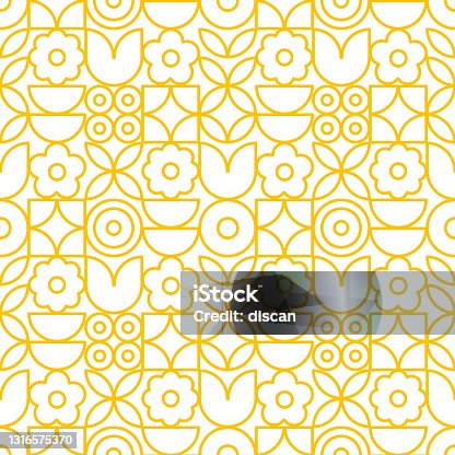 istock Modern geometric flower pattern. Retro Scandinavian style. 1316575370