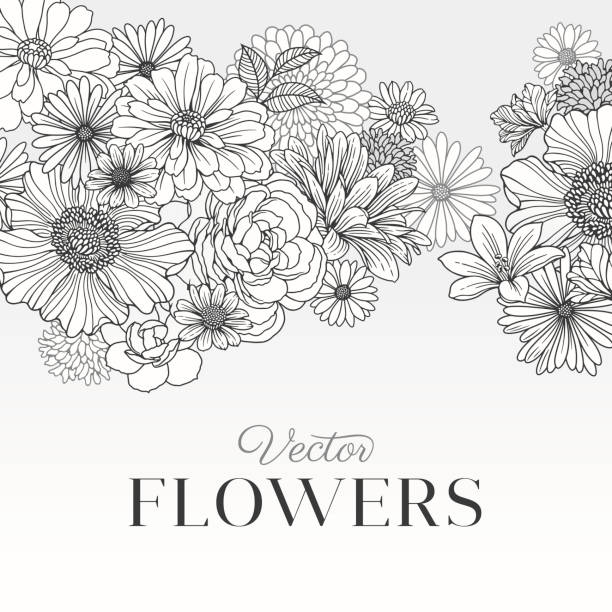 Modern Graphic Flowers Beautiful graphic flower background. floral pattern illustrations stock illustrations