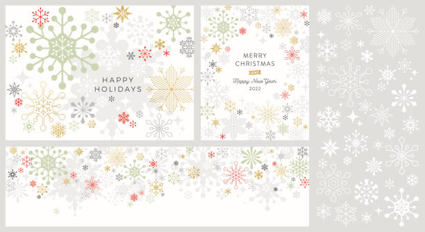 Modern Graphic Snowflake Holiday Backgrounds vector art illustration