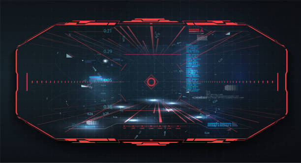 Modern illustration for game background design Futuristic HUD, GUI interface screen design  vector. Sci-Fi Virtual Reality technology view display. Technology vr background. Red virtual reality gaming Modern illustration for game background design Futuristic HUD, GUI interface screen design  vector. Sci-Fi Virtual Reality technology view display. cyberpunk stock illustrations