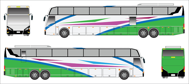 Modern Long bus vector, Colour sporty bus