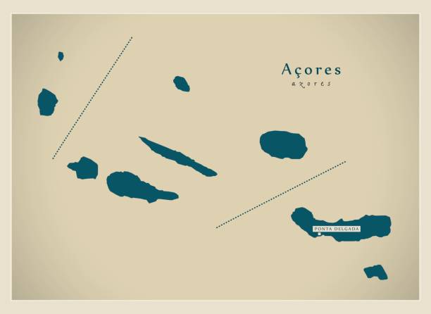 ilustrações de stock, clip art, desenhos animados e ícones de modern map - acores portugal refreshed pt - açores
