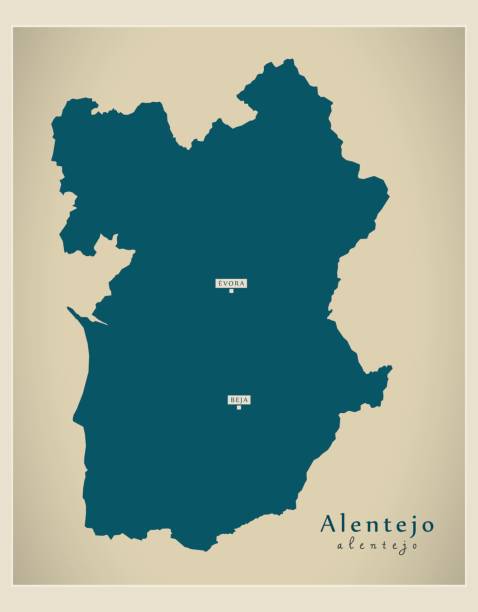 ilustrações de stock, clip art, desenhos animados e ícones de modern map - alentejo portugal refreshed pt - alentejo