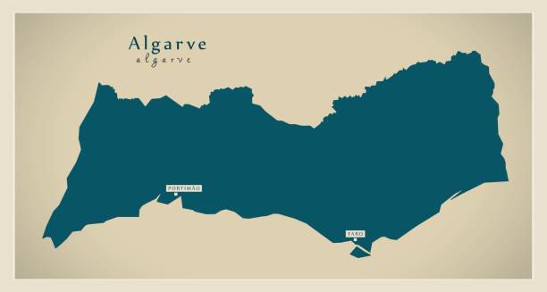 ilustrações de stock, clip art, desenhos animados e ícones de modern map - algarve portugal refreshed pt - algarve