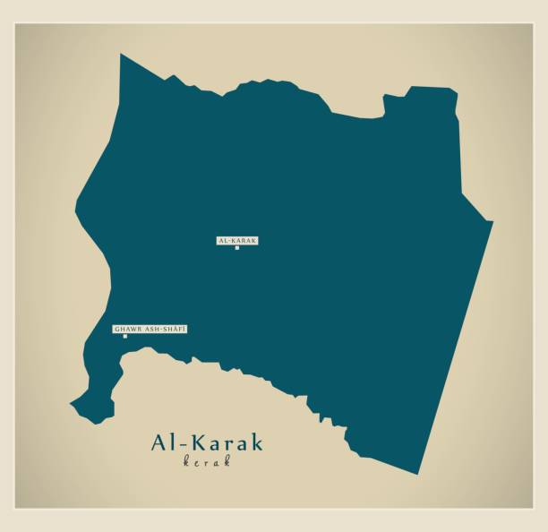 illustrazioni stock, clip art, cartoni animati e icone di tendenza di mappa moderna - al-karak jo - barak