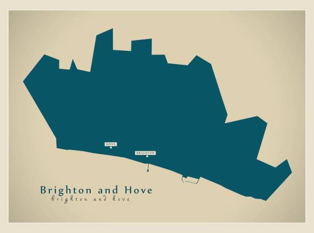 현대 지도-브라이튼 그리고 부 풀었다 단일 권위 영국 영국 - brighton stock illustrations