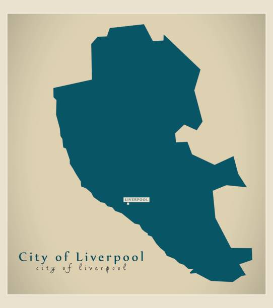 nowoczesna mapa - dzielnica miasta liverpool w merseyside polska - liverpool stock illustrations