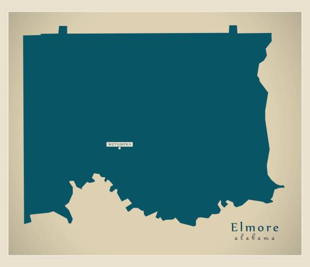 Modern Map - Elmore Alabama county USA illustration Modern Map - Elmore Alabama county USA illustration elmore stock illustrations