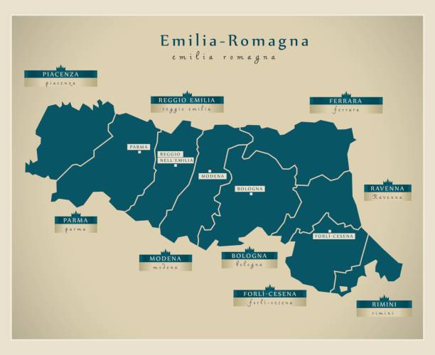 Modern Map - Emilia-Romagna IT Modern Map - Emilia-Romagna IT emilia romagna stock illustrations