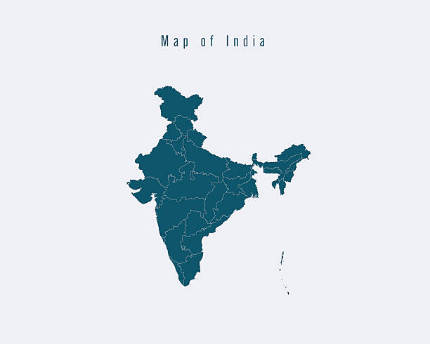 moderne karte -indien mit bundesstaaten - indien stock-grafiken, -clipart, -cartoons und -symbole