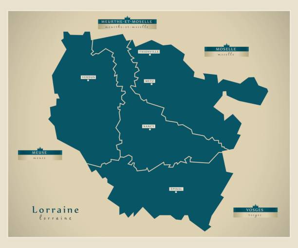 Modern Map - Lorraine FR Modern Map - Lorraine FR lorraine stock illustrations