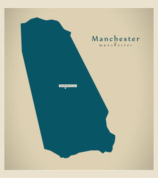 nowoczesna mapa - manchester jm - manchester united stock illustrations