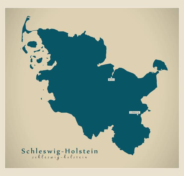 moderne landkarte - schleswig-holstein de neues design aktualisiert abbildung - schleswig holstein stock-grafiken, -clipart, -cartoons und -symbole