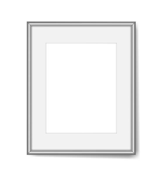 Modern metal picture or photo frame, realistic vector illustration. Empty wall poster, mockup Modern metal picture or photo frame, realistic vector illustration. Empty wall poster, mockup. office borders stock illustrations