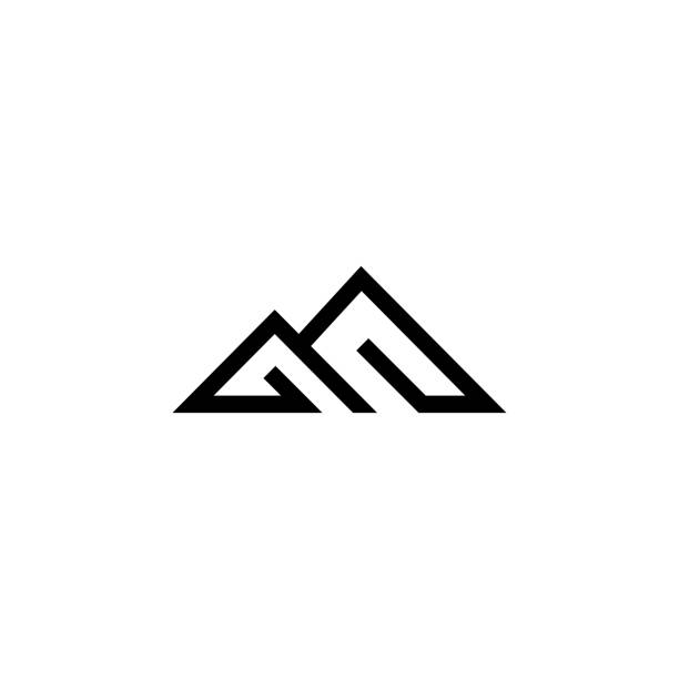 bildbanksillustrationer, clip art samt tecknat material och ikoner med modern outline mountain bokstaven b eller m - berg