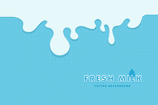 Modern poster fresh milk with splashes on a light blue background.