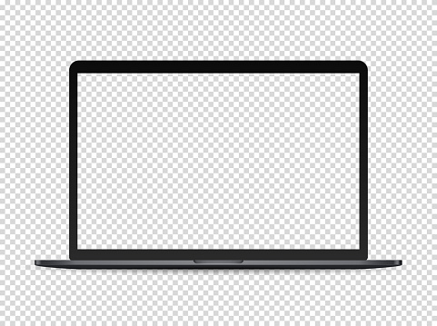Modern premium laptop vector mockup on transparent background