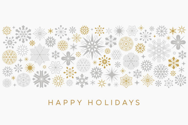 Modern Snowflakes Holiday Card vector art illustration