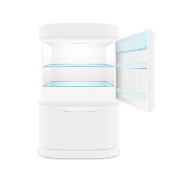 モダンな 2 つの白いドア冷蔵庫 - 冷蔵庫　中点のイラスト素材／クリップアート素材／マンガ素材／アイコン素材