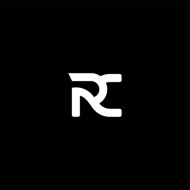Modern unique creative minimal fashion brands black and white color RC CR R C initial based letter icon logo  letter r stock illustrations