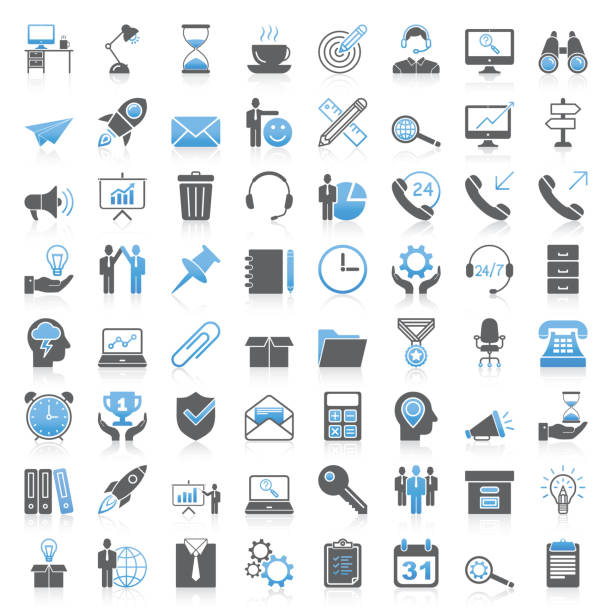 Modern Universal Business & Office Icons Collection Modern Universal Business & Office Icons Collection office icons stock illustrations