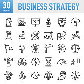 Modern Universal Business Strategy and Management Line Icon Set. Set of vector creativity icons. 64x64 Pixel Perfect. For Mobile and Web. Idea generation preparation inspiration influence originality, concentration challenge launch. Contains such icons as Business, Strategy, Management, Goal, Target, Leadership, Teamwork, Work Group, Human Resources, Recruitment, Career, Business Person, Group Of People, Teamwork, Skill, vision, innovation