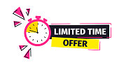 istock Modern vector colourful banner limited time offer with stop watch 1356287216