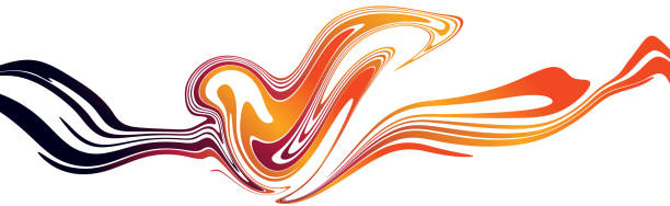 現代のベクトル火災波のシンボル。白い背景にオレンジと赤の曲線のデザイン要素 - ファイヤーパターン点のイラスト素材／クリップアート素材／マンガ素材／アイコン素材
