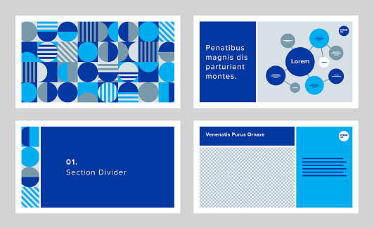 Modular presentation design template with modern geometric graphics
