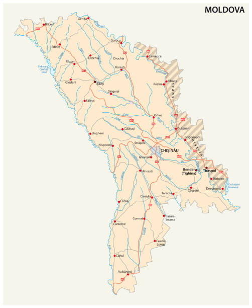 moldova-transnistria road map moldova-transnistria road vector map moldova stock illustrations