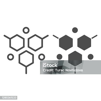 istock Molecular structure line and solid icon, Medical tests concept, DNA test sign on white background, molecule icon in outline style for mobile concept and web design. Vector graphics. 1280261533